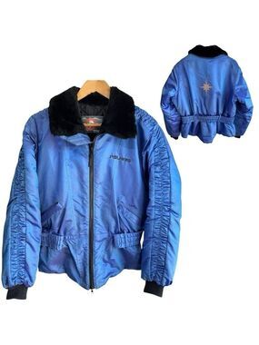 Vintage Polaris Snowmobile Jacket Womens XL Iridescent Purple Blue Bomber Retro